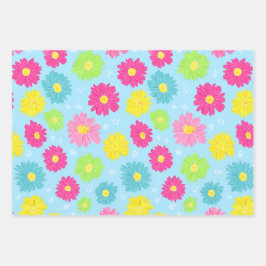 Bunte Gänseblümchen Geschenkpapier Set