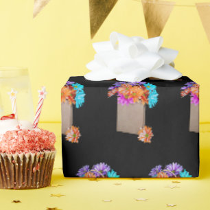 Bunte Gänseblümchen in brauner Tüte Geschenkpapier