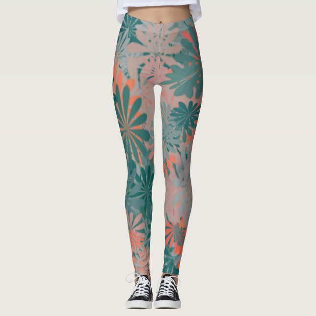 Bunte Gänseblümchen Leggings (Vorderseite)