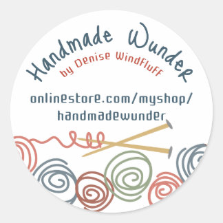 bunte Garnbälle Stricknadeln Geschenk Tag s.. Runder Aufkleber