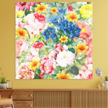 Bunte Gartenblumen - Boho Blumenkissen