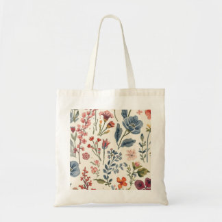 Bunte Gartenblumen Wildblume Frühlingswiese Tragetasche