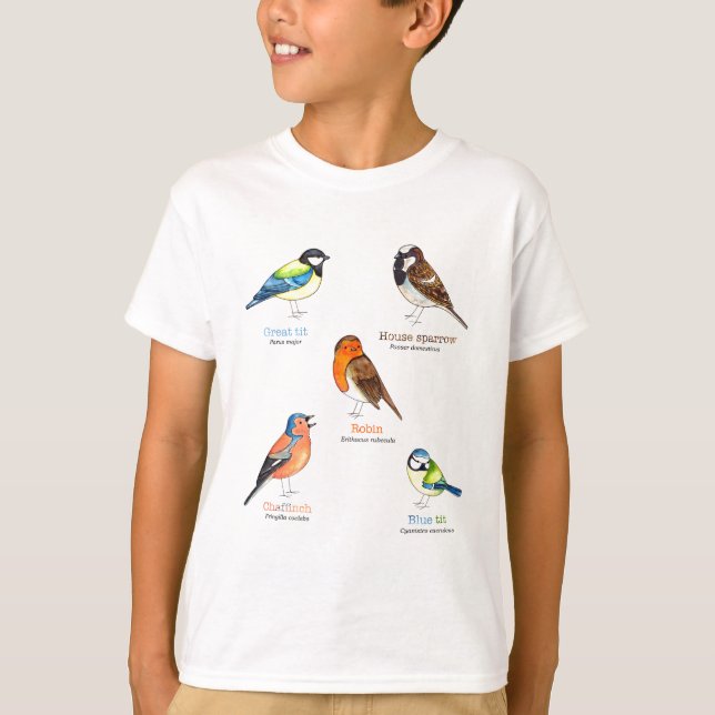 Bunte Gartenvögel T-Shirt (Vorderseite)