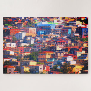 bunte Gebäude in Valparaíso Puzzle