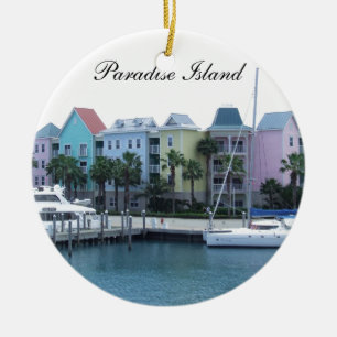 Bunte Gebäude Paradies-Insel-Bahamas Keramikornament