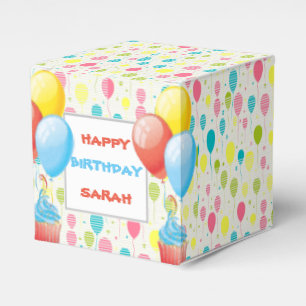 Bunte Geburtstagsballons Geschenkschachtel