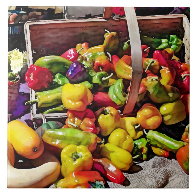 Bunte Gemüse auf dem Bauernmarkt Fliese (Vorderseite)
