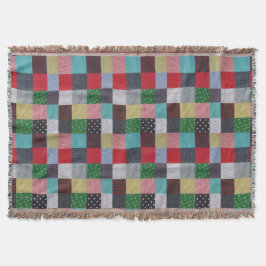 bunte gemusterte Quadrate Vintager Patchwork Decke