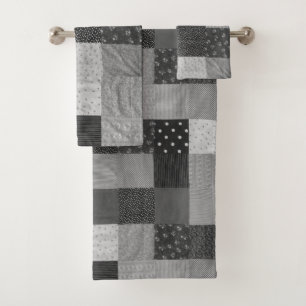 bunte gemusterte Quadrate Vintages Patchwork-Bad Badhandtuch Set