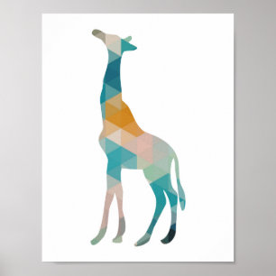 Bunte geometrische Giraffen-Silhouette Poster