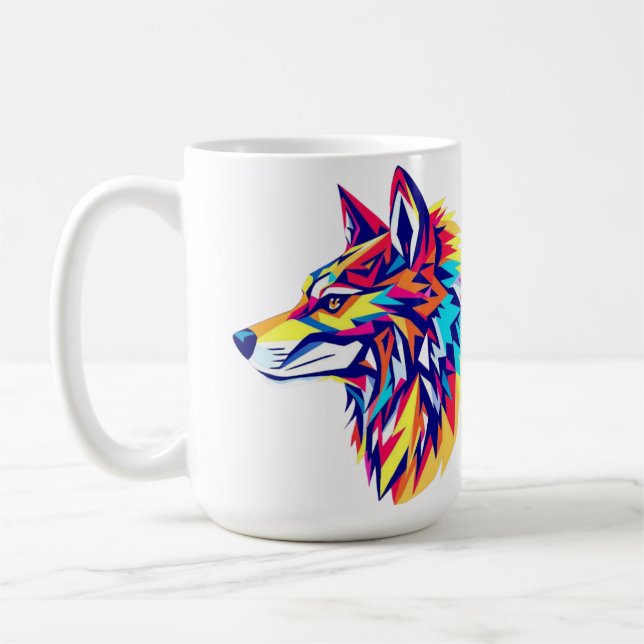 Bunte geometrische Wolfstasse Kaffeetasse (Links)