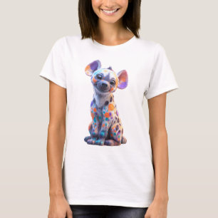 Bunte, gepunktete, bemalte Babyhyänen-Frauen T-Shirt
