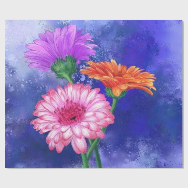 Bunte Gerberas Geschenkpapier (Flach)