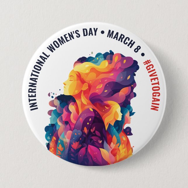 Bunte Gesichter Abstract Frauen Tag | IWD Button (Vorderseite)