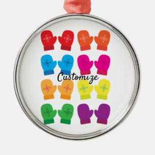 Bunte Gestrickte Handschuhe Thunder_Cove Ornament Aus Metall