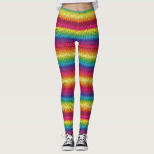 Bunte gestrickte Regenbogen-Effekt-Leggings Leggings