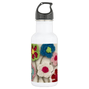 bunte gewirkte Blumen Edelstahlflasche