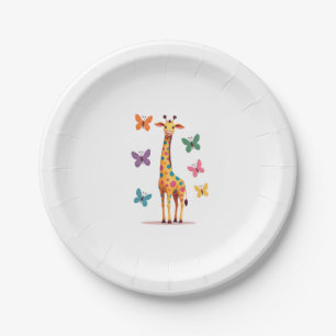 bunte Giraffe farbenfrohe Schmetterlinge Giraffe L Pappteller