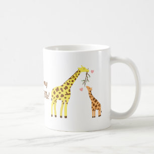 Bunte Giraffenmutter und Babykalb für Kinder Tasse