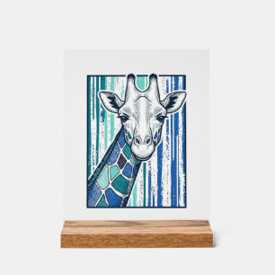 Bunte Giraffenporträt-Vintage-Stich-Vektorgrafik Acrylschild