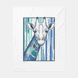 Bunte Giraffenporträt-Vintage-Stich-Vektorgrafik Fleecedecke