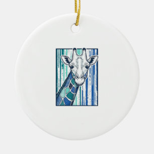 Bunte Giraffenporträt-Vintage-Stich-Vektorgrafik Keramik Ornament