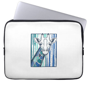 Bunte Giraffenporträt-Vintage-Stich-Vektorgrafik Laptopschutzhülle