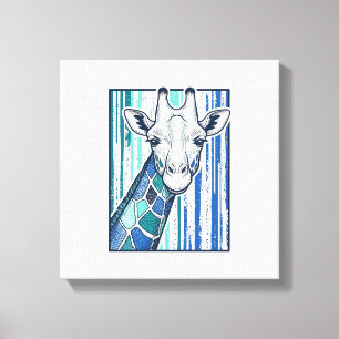 Bunte Giraffenporträt-Vintage-Stich-Vektorgrafik Leinwanddruck
