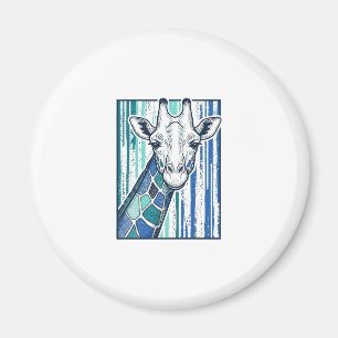 Bunte Giraffenporträt-Vintage-Stich-Vektorgrafik Magnet