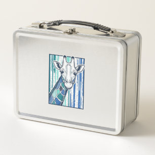 Bunte Giraffenporträt-Vintage-Stich-Vektorgrafik Metall Brotdose