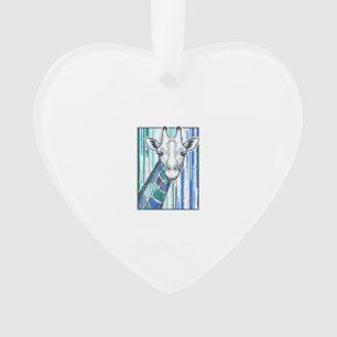 Bunte Giraffenporträt-Vintage-Stich-Vektorgrafik Ornament