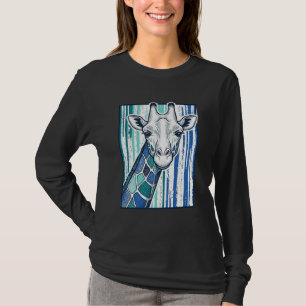 Bunte Giraffenporträt-Vintage-Stich-Vektorgrafik T-Shirt