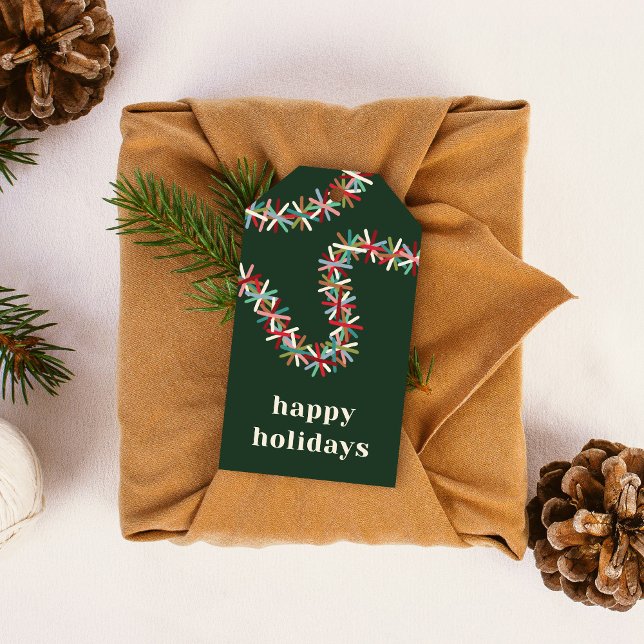 Bunte Girlande aus Lametta - Frohe Feiertage Gesch Geschenkanhänger (Von Creator hochgeladen)