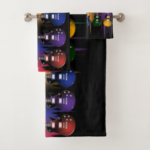 Bunte Gitarren Badhandtuch Set