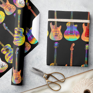 Bunte Gitarren Geschenkpapier