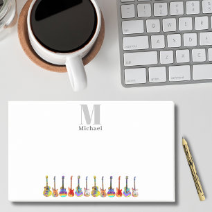 Bunte Gitarren Musiklehrer Monogramm Post-it Klebezettel