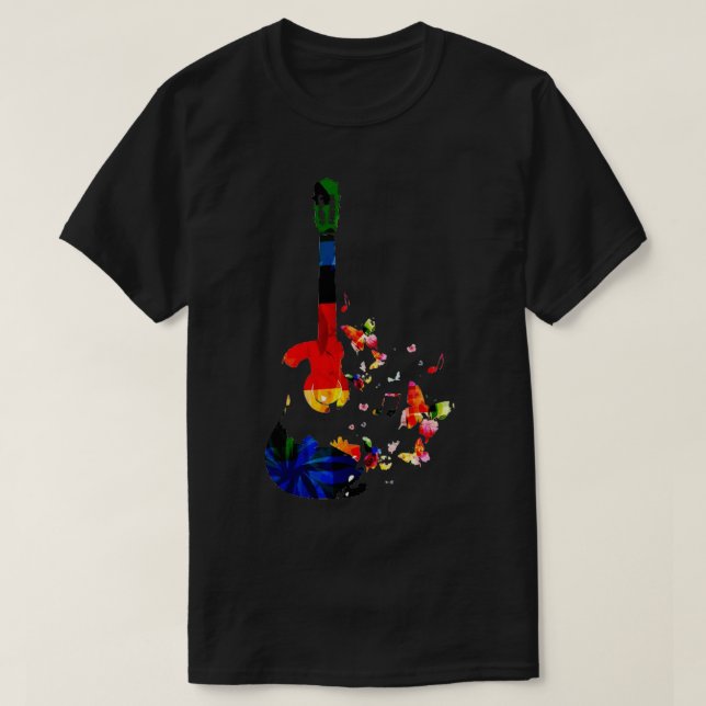 bunte Gitarrenkunst T-Shirt (Design vorne)