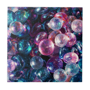 Bunte glänzende Glas-Murmeln Fliese