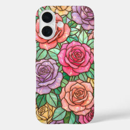 Bunte Glasrosen-Blumen-Handyhülle iPhone 16 Hülle