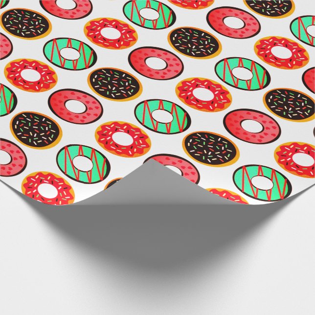 Bunte Glasur-Donuts Geschenkpapier (Ecke)