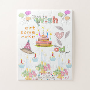 Bunte Glückliche Geburtstagsfreunde Familie-Puzzle Puzzle