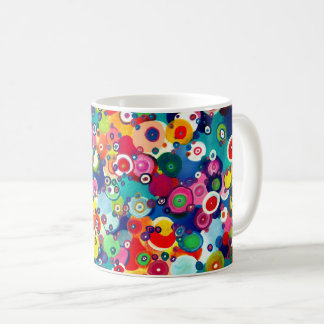 Bunte glückliche kleine Kreise Originalkunstwerk Kaffeetasse