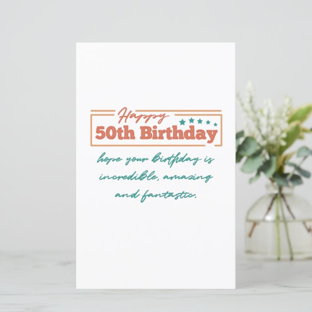 bunte Glückwünsche zum 50. Geburtstag (Stehend Vorderseite)