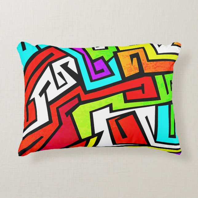 Bunte Graffitiillustration Dekokissen (Vorderseite)