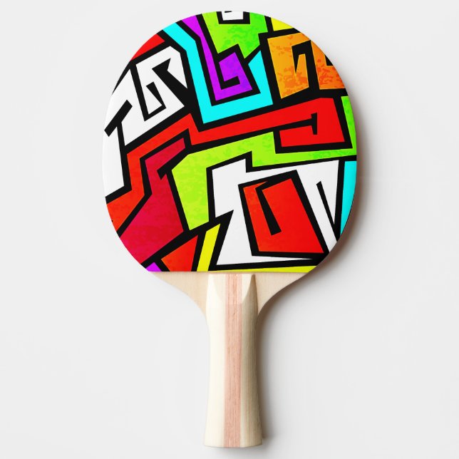 Bunte Graffitiillustration Tischtennis Schläger (Vorderseite)