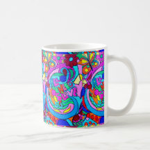 bunte groovy Hippieart-Liebe-Tasse