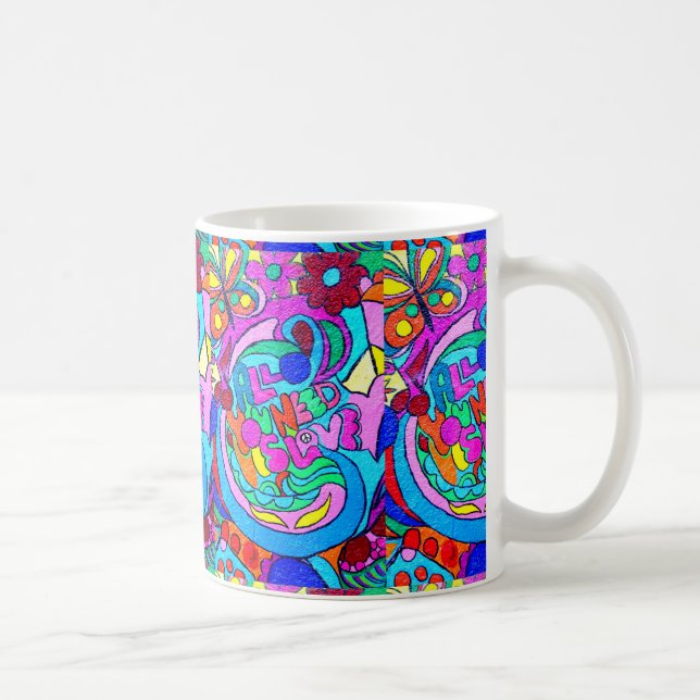 bunte groovy Hippieart-Liebe-Tasse Kaffeetasse (Rechts)
