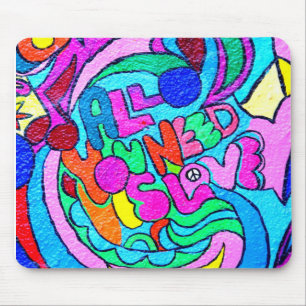 bunte groovy Liebe und Frieden-Mauspad Mousepad