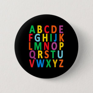 Bunte Großbuchstaben Alphabet Lernen Abc Junge Button