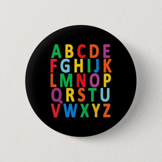 Bunte Großbuchstaben Alphabet Lernen Abc Junge  Button (Vorderseite)